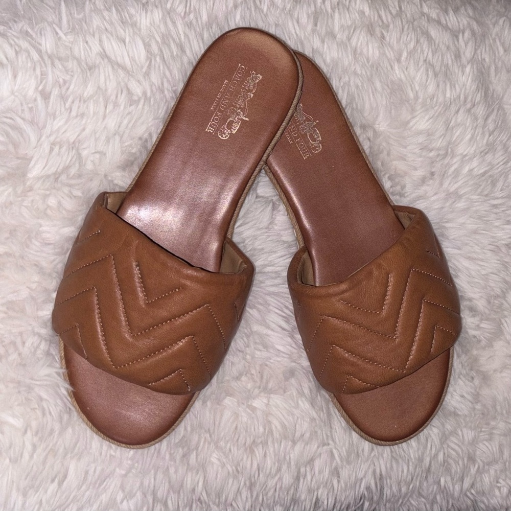 Coach & Four Quaglia Quilted Tan Italian Leather Sandals